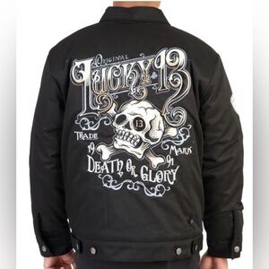 Lucky Brand Men's Black Graphic Bomber Jacket